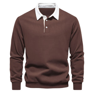 Comfy Family 2023 New Autumn Fashion Design Polo Neck Sweatshirts for Men Casual and Social Wear Quality Cotton Mens Sweatshirts Brown / EUR L 80-90kg