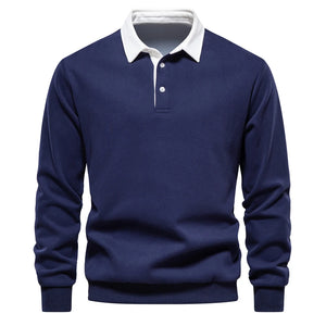 Comfy Family 2023 New Autumn Fashion Design Polo Neck Sweatshirts for Men Casual and Social Wear Quality Cotton Mens Sweatshirts Navy / EUR XL 90-100kg