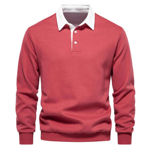 Comfy Family 2023 New Autumn Fashion Design Polo Neck Sweatshirts for Men Casual and Social Wear Quality Cotton Mens Sweatshirts Red / EUR S 60-70kg