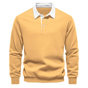 Comfy Family 2023 New Autumn Fashion Design Polo Neck Sweatshirts for Men Casual and Social Wear Quality Cotton Mens Sweatshirts Yellow / EUR XXL 100-105kg