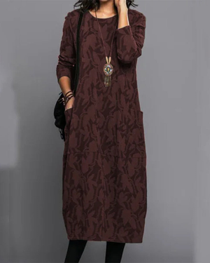 Comfy Family Amelia - Flattering Long Dress Burgundy Red / S