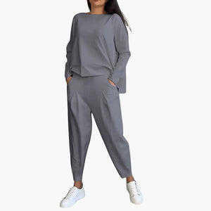 Comfy Family Anna | Bequemes Zweiteiliges Set mit Rundhalsausschnitt Grau / S