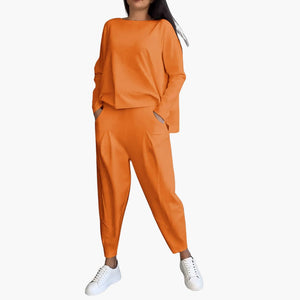 Comfy Family Anna | Bequemes Zweiteiliges Set mit Rundhalsausschnitt Orange / S