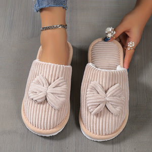 Comfy Family Bowknotz - Plush Slippers Beige / UK 3.5-4