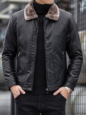 Comfy Family Bradley - Fleece-Lined Leather Jacket