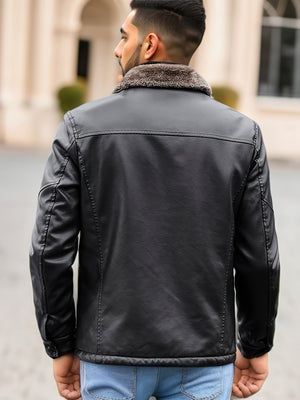 Comfy Family Bradley - Fleece-Lined Leather Jacket