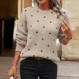 Comfy Family Calista - Knitted Polka Dot Sweater Beige / S