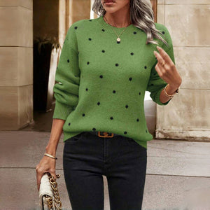 Comfy Family Calista - Knitted Polka Dot Sweater Green / S