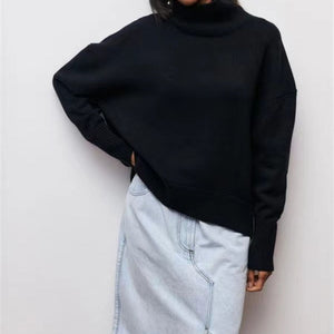 Comfy Family Comfy™ - Turtleneck Knitted Pullover Black / S