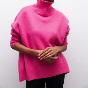 Comfy Family Comfy™ - Turtleneck Knitted Pullover Pink / S