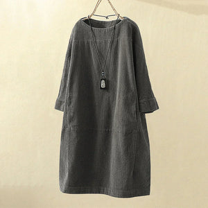 Comfy Family Daniella - Vintage-Inspired Corduroy Dress Grey / M