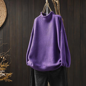 Comfy Family Ember - Solid Textured Sweater Purple / S