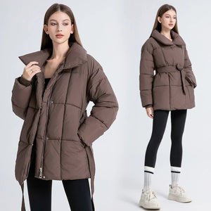 Comfy Family Embrace - Elegant Belted Winter Coat