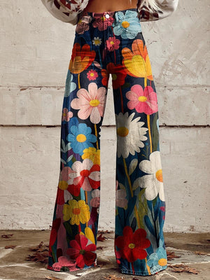 Comfy Family Evandra - The "Color Your Life" Flare Jeans Floral / S