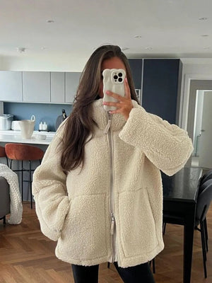 Comfy Family Hanna - Oversized Fleece Jacket Beige / XS