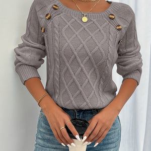 Comfy Family Horizonte - Knitted Button Sweater Rose Brown / S