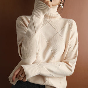 Comfy Family Joline™ - Elegant Turtleneck Sweater Cream White / S