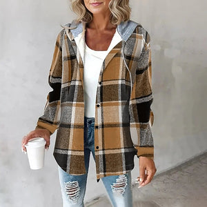 Comfy Family Kristal - Flannel Hooded Jacket Brown / S