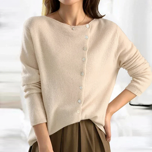 Comfy Family Lana™ - Cozy Buttoned Knit Cream White / S