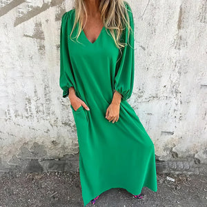 Comfy Family Lange Boho Jurk met Zakken Groen / S (36)