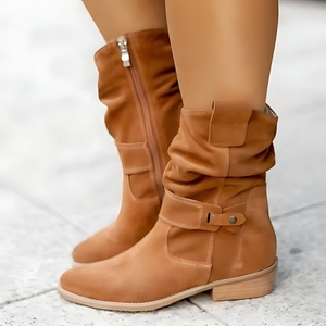 Comfy Family Lavinia - Suede Mid-Calf Boots Caramel / 34