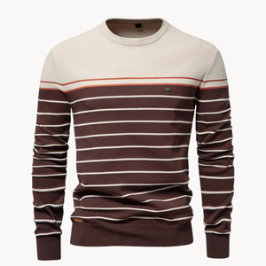 Comfy Family Mariner - Striped Cotton Sweater Khaki / S