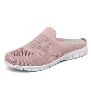 Comfy Family Mesh Half-drag Women's Non-heel Baotou Lazy Flat One-foot Casual Women's Shoes Pink / 35