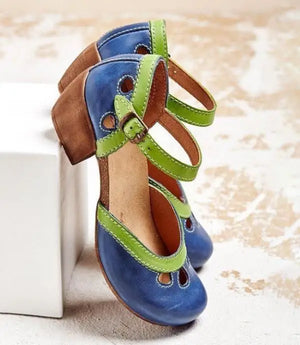 Comfy Family Nauta - Comfortable Low-Heel Sandals Blue / 35