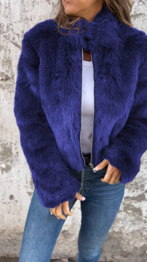 Comfy Family Nyla - Faux Fur Jacket Navy Blue / S