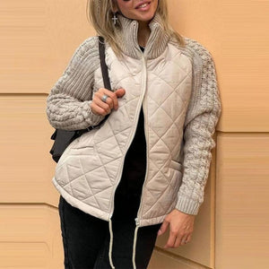 Comfy Family Sierra - Knit Sleeve Patchwork Jacket Beige / S