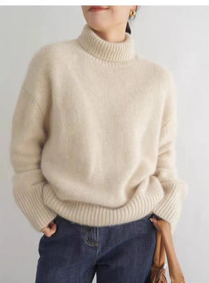 Comfy Family Tanya™ - Women's Wool Turtleneck Knitted Sweater Beige / S