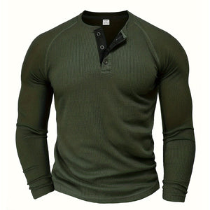 Comfy Family Timberline -  Waffle Henley Shirt Army Green / S