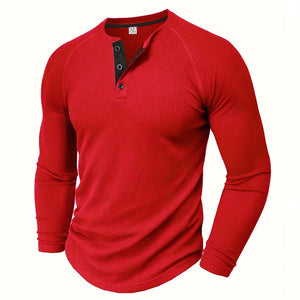 Comfy Family Timberline -  Waffle Henley Shirt 【Red】 / S