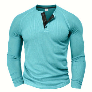 Comfy Family Timberline -  Waffle Henley Shirt Sky Blue / S