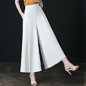 Comfy Family Velora - Pleated Wide-Leg Pants for Women White / M