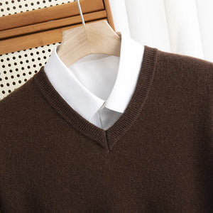 Comfy Family Weymouth - Merino V-Neck Sweater Coffee / XXXL(100-110kg) / CHINA