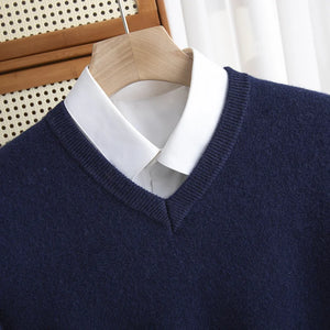 Comfy Family Weymouth - Merino V-Neck Sweater Dark Blue / XXXL(100-110kg) / CHINA