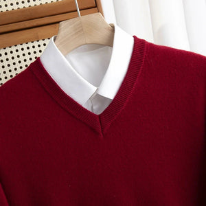 Comfy Family Weymouth - Merino V-Neck Sweater Wine Red / XXXL(100-110kg) / CHINA