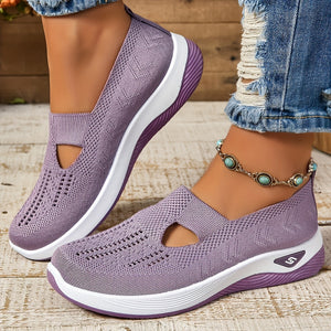 Comfy Family Women's Casual Slip-On Sneakers - Breathable Fabric, EVA Sole, Low-Top Design in Red, Blue, Purple, Gray, Black, Brown - Comfortable All-Season Footwear, Ladies Sneakers Light Purple / UK 7.5